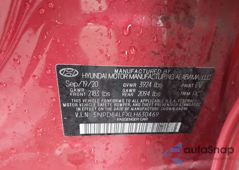 2020 Hyundai Elantra Sel from USA, damaged, VIN 5NPD84LFXLH630469